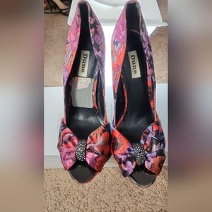 Dune Women's Vibrant Floral Heels - Red and Purple